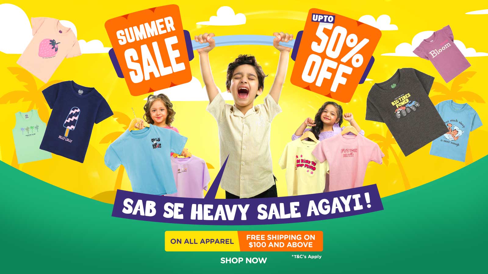 Bachaa Party Summer Sale — up to 50% off Pakistani kids' clothes, free worldwide shipping on $100+