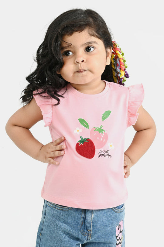 Infant Girls Cotton Jersey T-Shirt - Pink