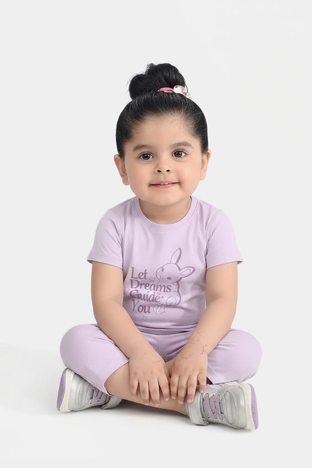 Infant Girls Poly Cotton Jersey Night Suit - Purple