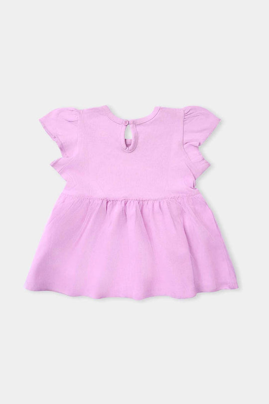 Infant Girls Cotton Jersey Knitted Frock-ORCHID
