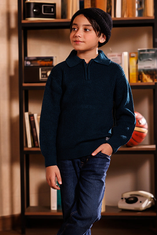 Boys Acrylic Sweater-Crystal Teal - Teal