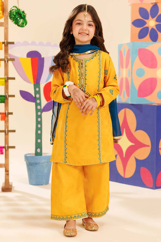 Girls Jacquard 3 Pcs Ishq - Yellow