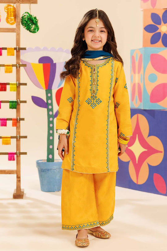 Girls Jacquard 3 Pcs Ishq - Yellow