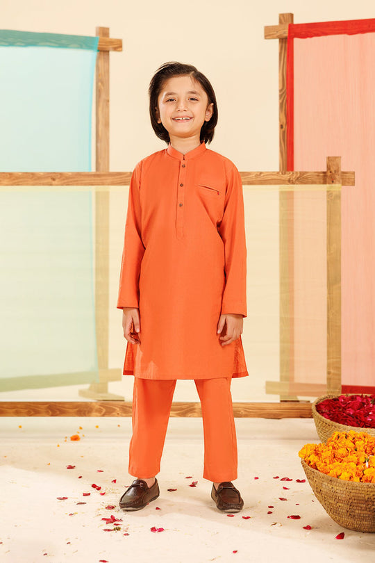 Boys Cotton Kurta Pajama (Pointed Placket)