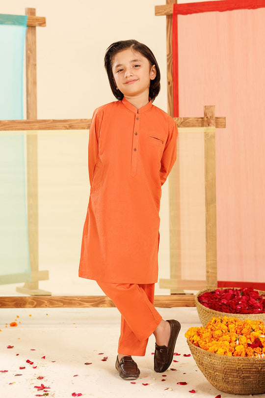 Boys Cotton Kurta Pajama (Pointed Placket)