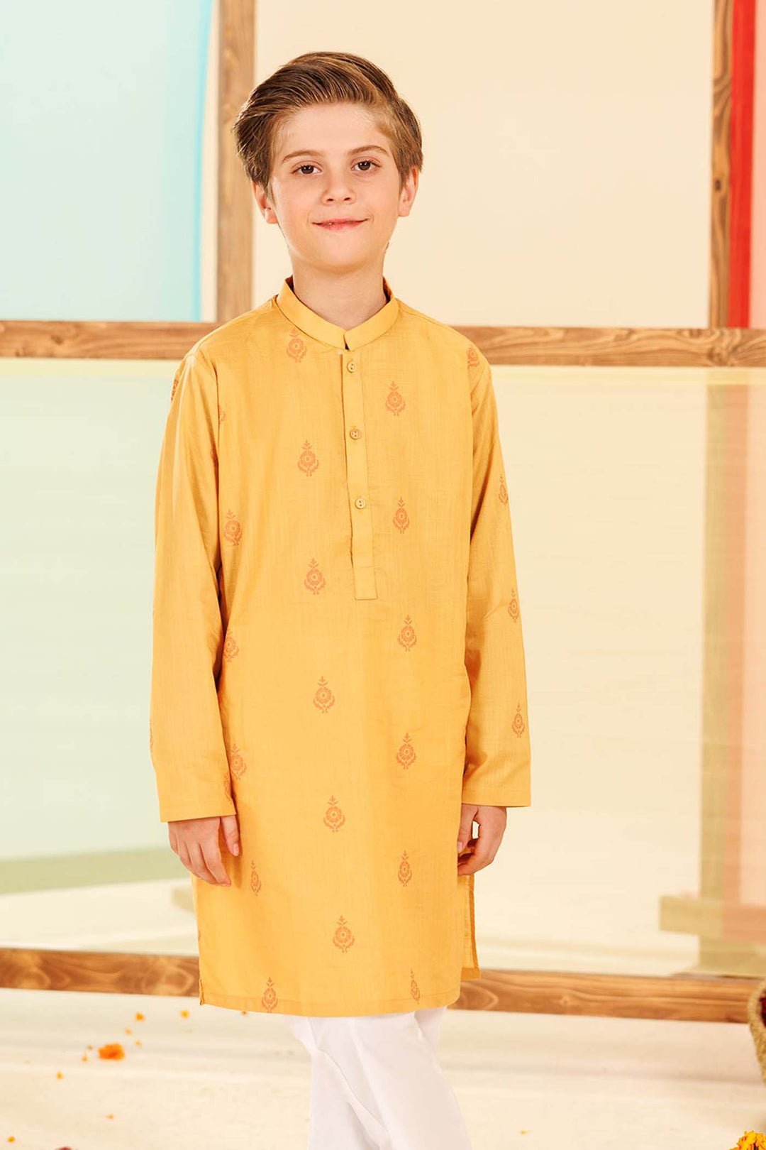 Boys Cotton Slub Printed Kurta (Floral)