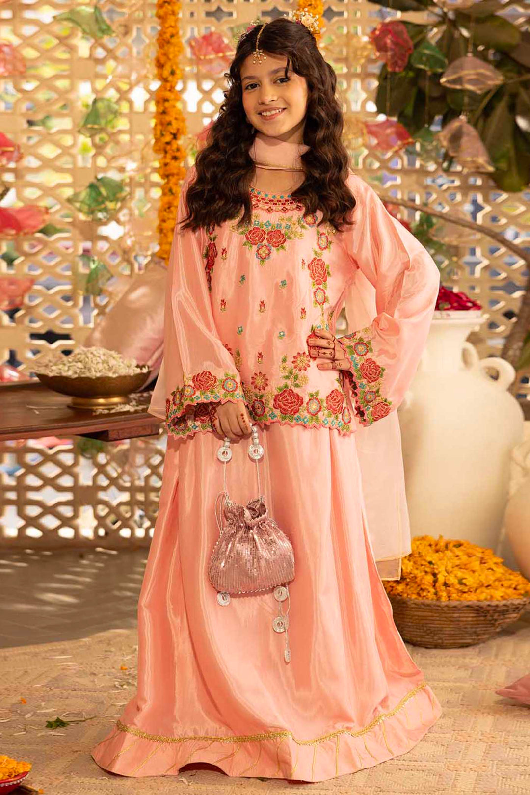 Girls Raw Silk 3-Piece Suit (Rose Gul) - Paradise Pink