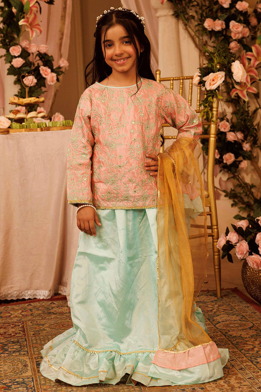 Girls Poly Satin 3 PCs Suit Shimmer-Paradise