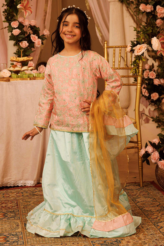 Girls Poly Satin 3 PCs Suit Shimmer-Paradise