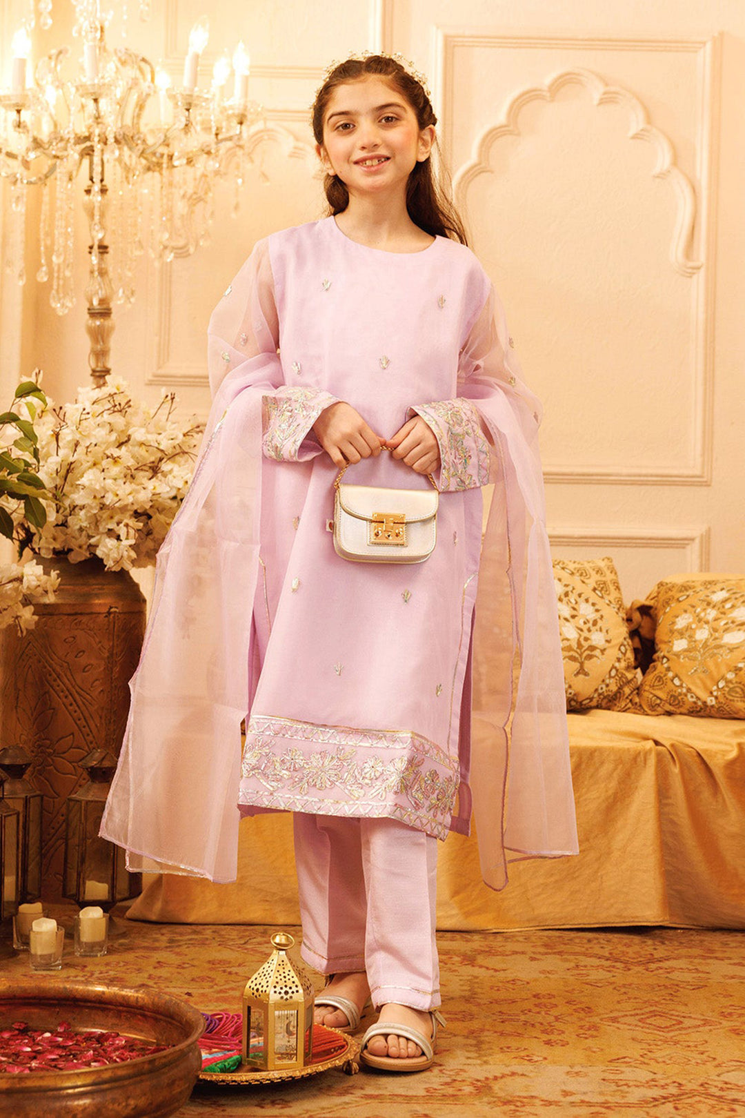 Girls Raw Silk 3PCs Suit Gotta Work - Lilac