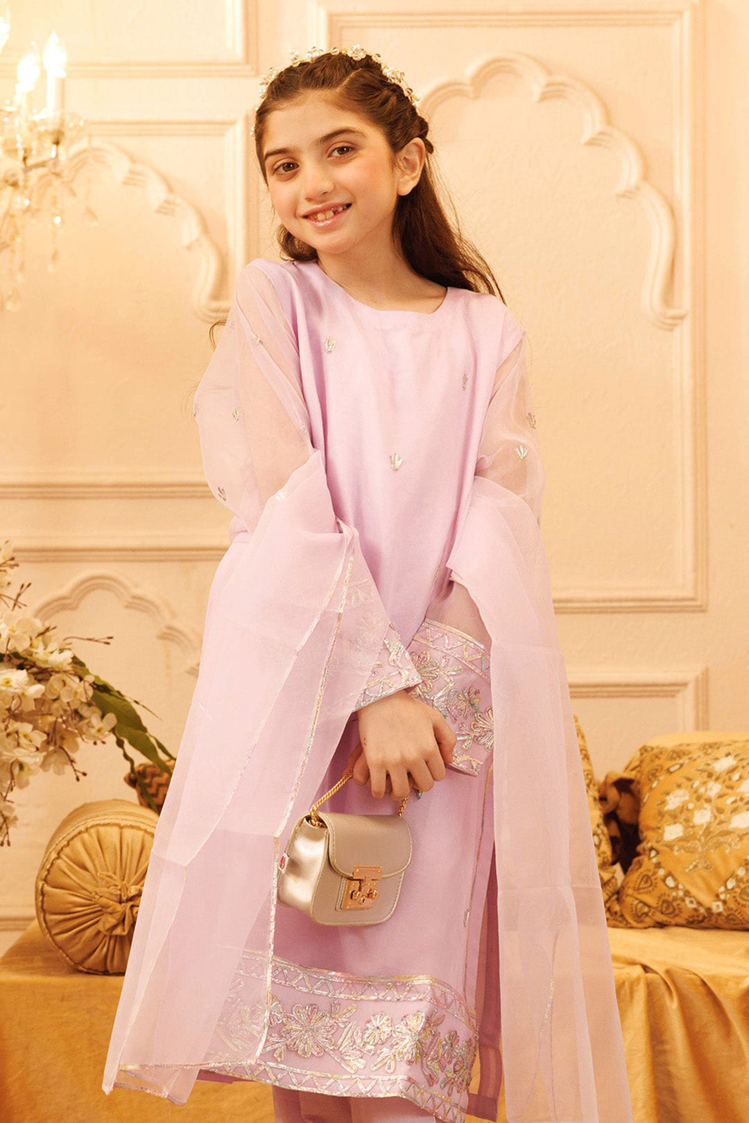 Girls Raw Silk 3PCs Suit Gotta Work - Lilac