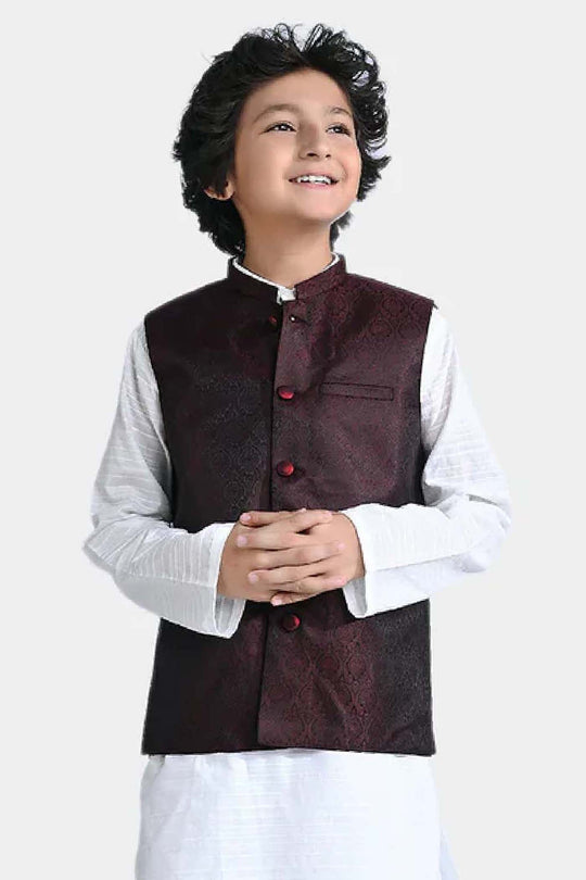 Boys Poly Viscose Waistcoat-MAROON