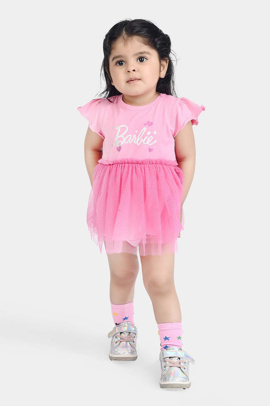 Infant Girls Lycra Jersey Frock-PINK