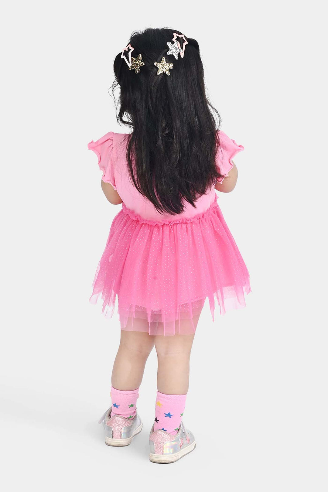 Infant Girls Lycra Jersey Frock-PINK