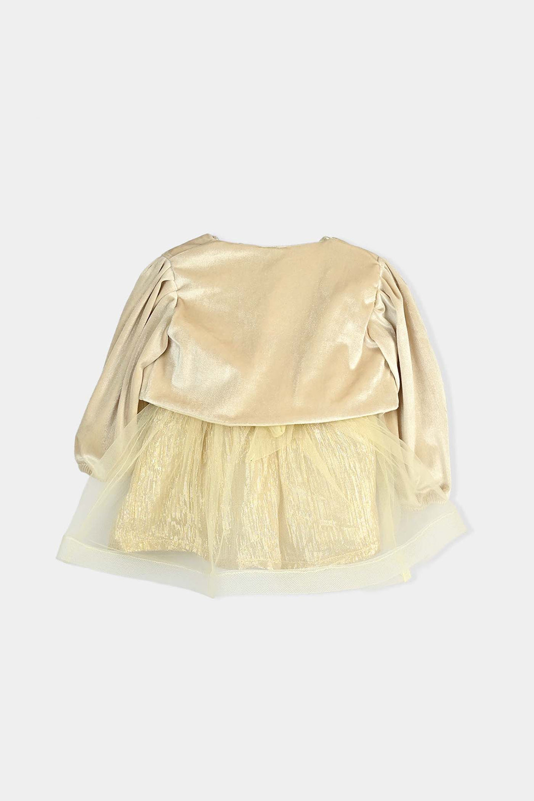 Infant Girls Organza Fancy Frock Glittery-BEIGE
