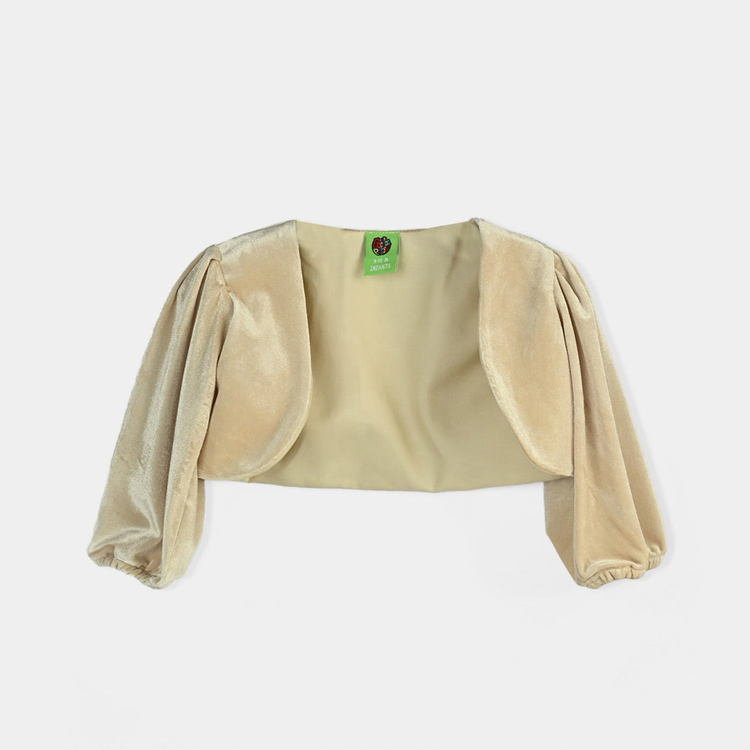 Infant Girls Organza Fancy Frock Glittery-BEIGE