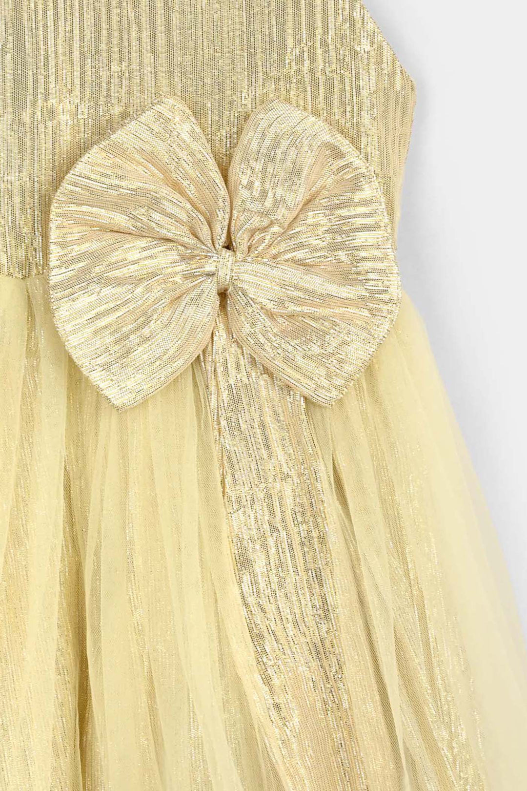 Girls Organza Fancy Frock Glittery - Beige