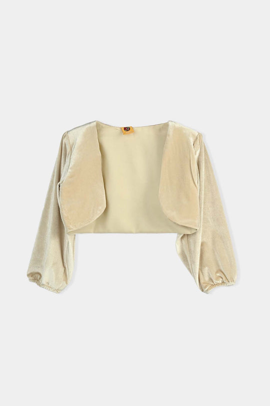 Girls Organza Fancy Frock Glittery - Beige