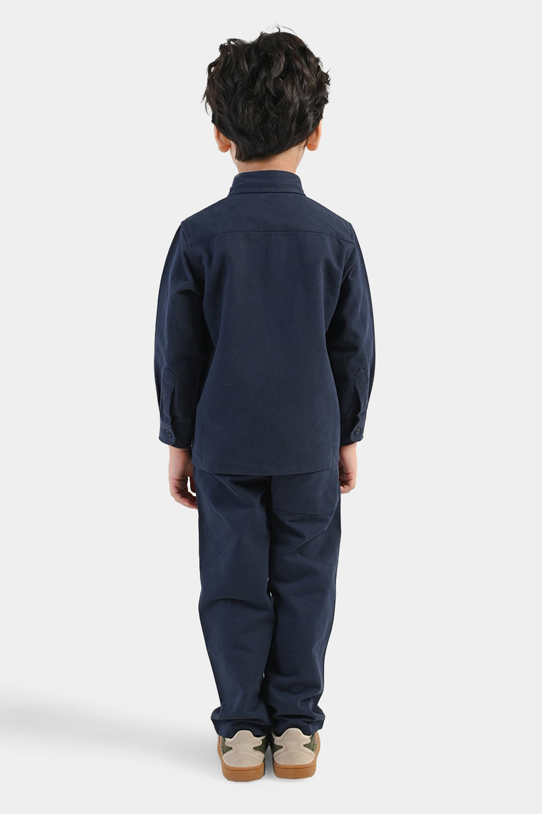 Boys Cotton Twill Woven Suit-Flap-NAVY