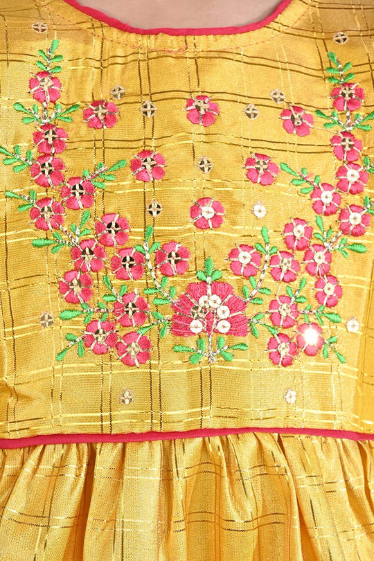 Girls Raw Silk 3PC Suit Noor-Yellow