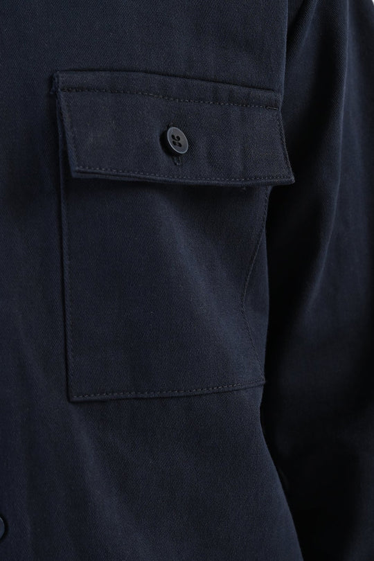 Boys Cotton Twill Woven Suit-Flap-NAVY