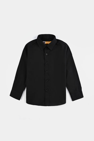 Boys Cotton Poplin Formal Shirt - BLACK