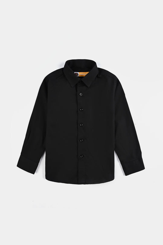 Boys Cotton Poplin Formal Shirt - BLACK