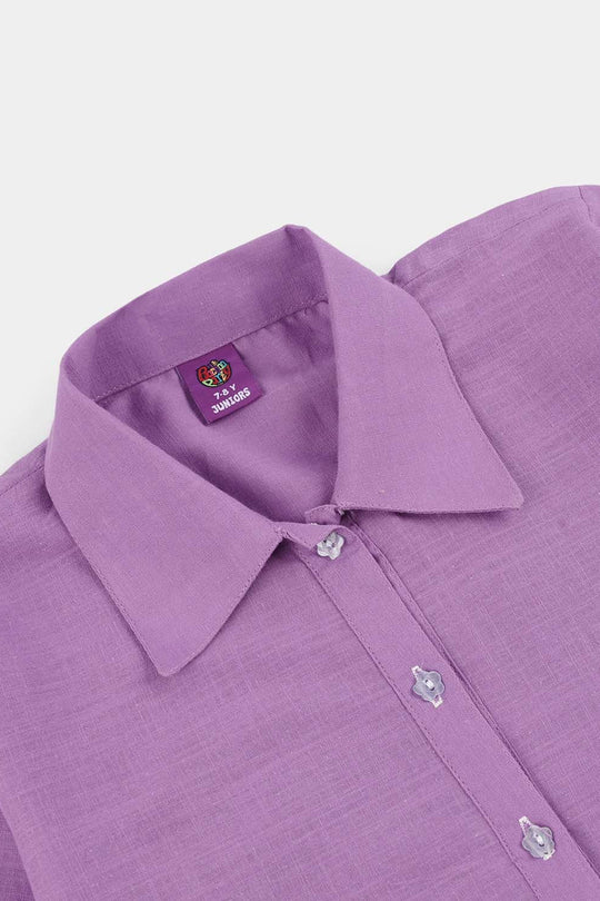 Girls Cotton Slub Top (Berry Embroidery) - Lavender