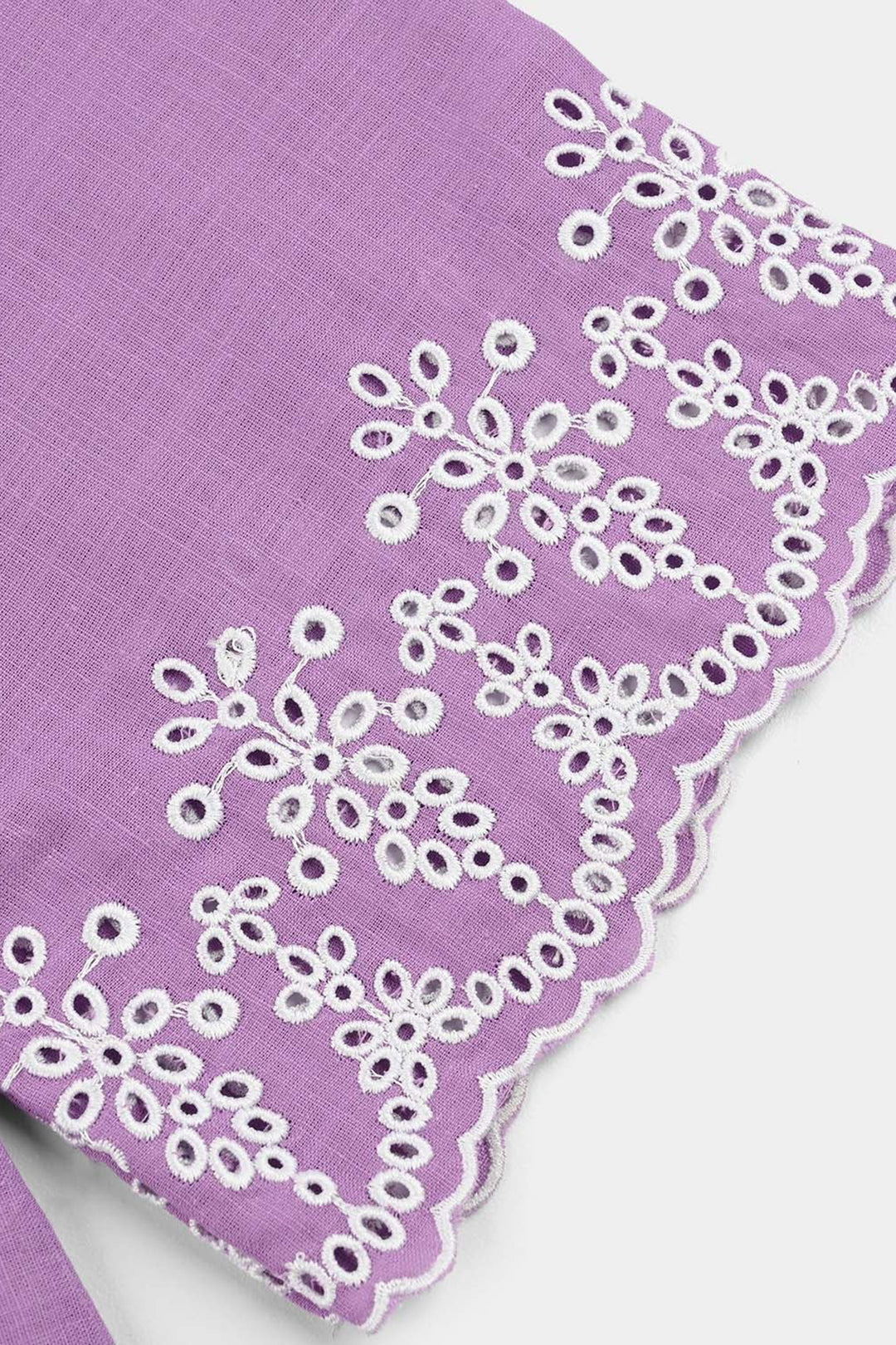 Girls Cotton Slub Top (Berry Embroidery) - Lavender