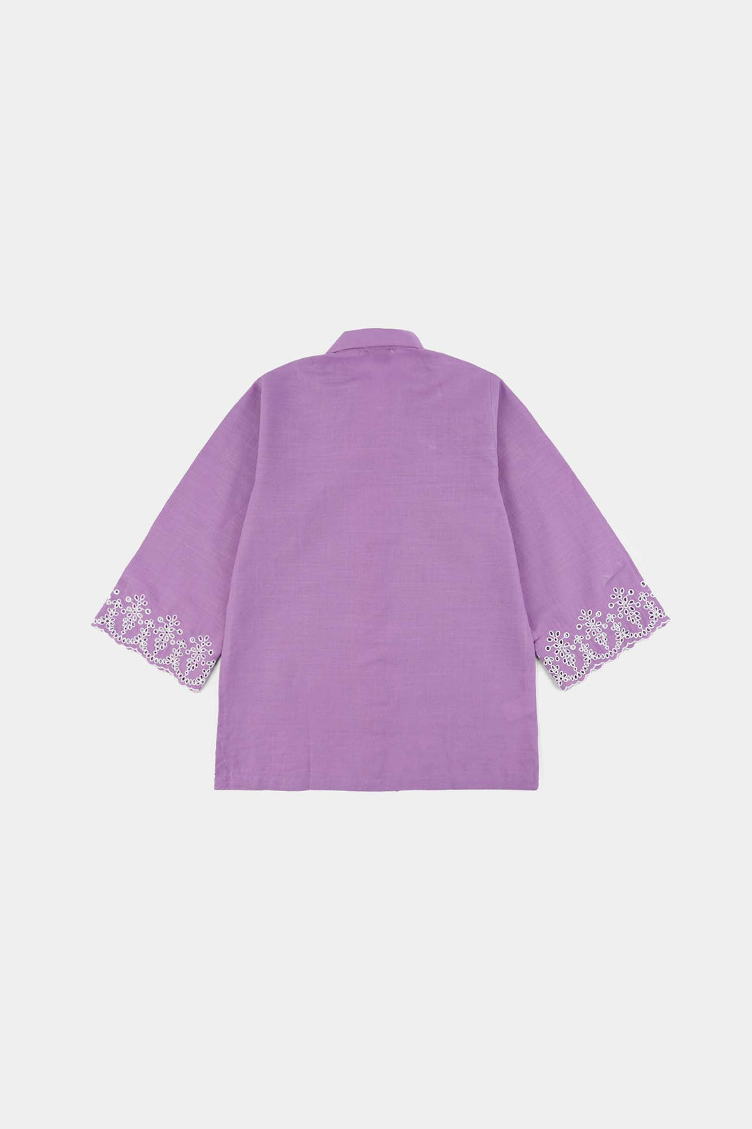 Girls Cotton Slub Top (Berry Embroidery) - Lavender