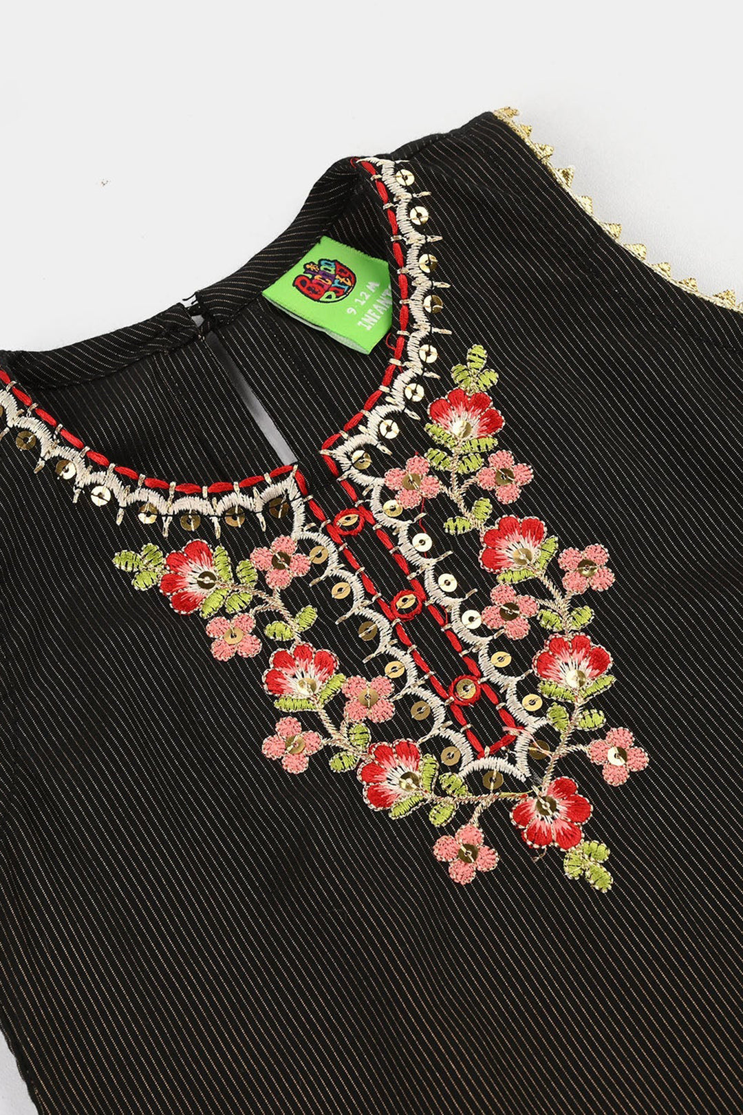 Infant Girls Jacquard 2Pcs Raat ki Rani-BLACK