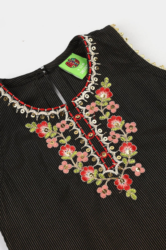 Infant Girls Jacquard 2Pcs Raat ki Rani-BLACK