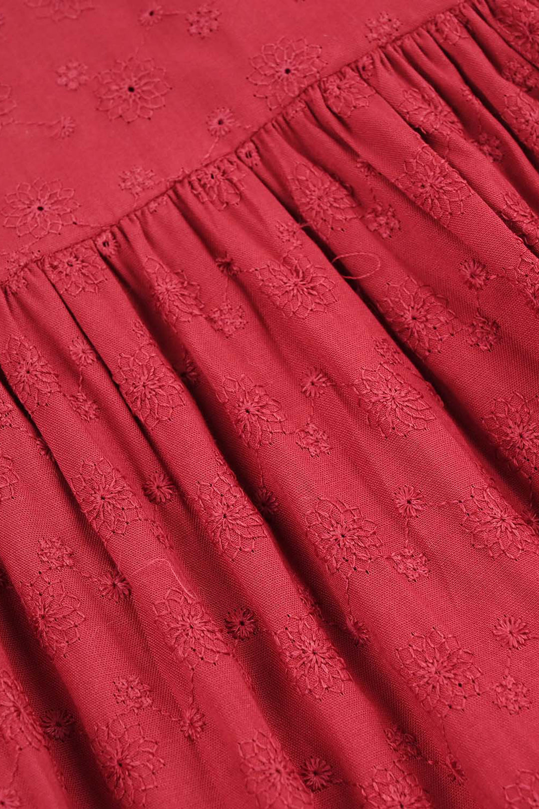 Girls Cotton Casual Frock Salsa- Red