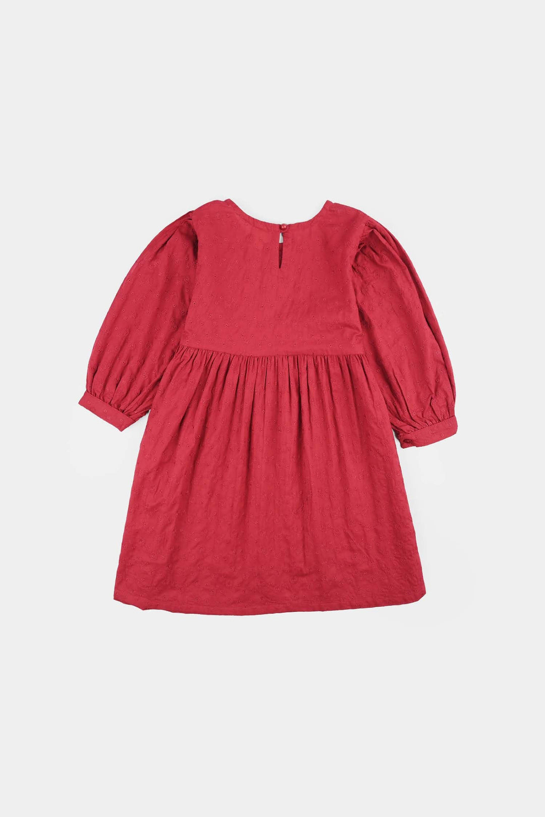 Girls Cotton Casual Frock Salsa- Red