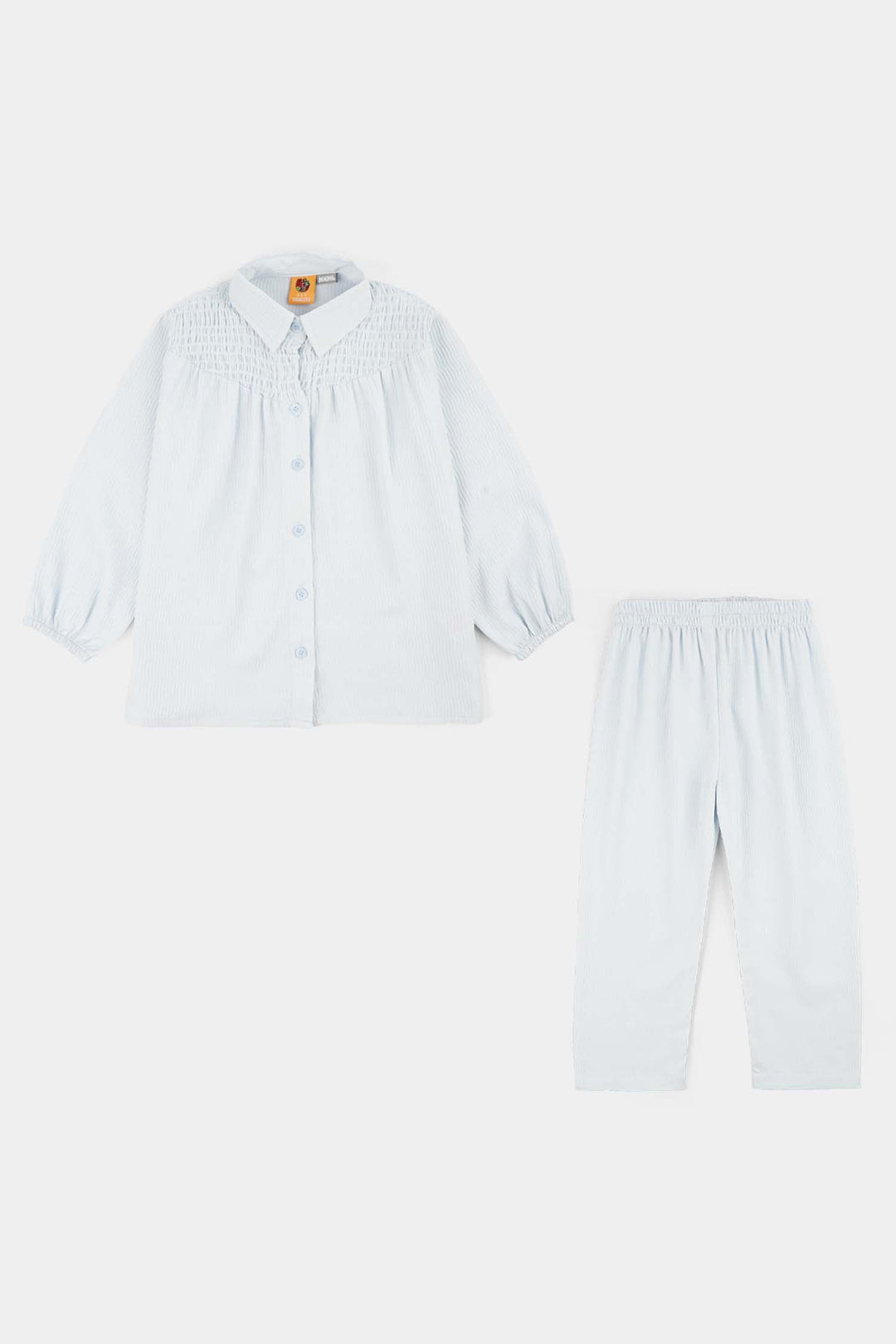 Girls Poly Crinkle Co-Ord Set Pleated Set-Blue
