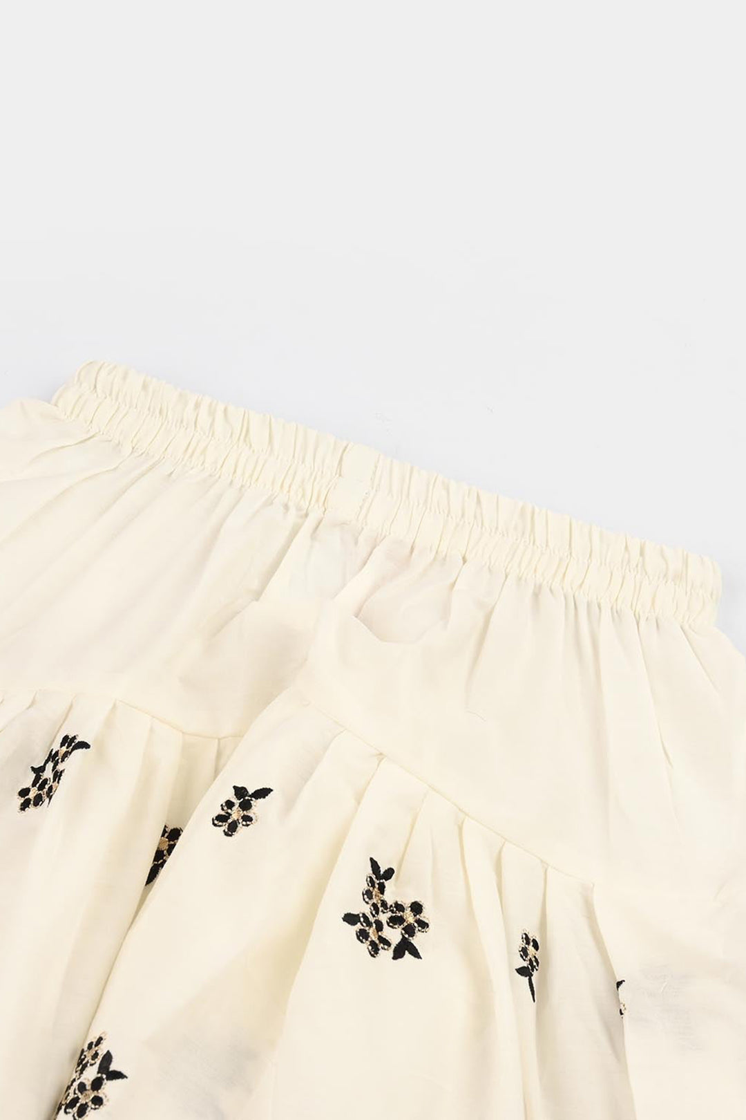 Girls Cotton Emb Farshi Shalwar-White