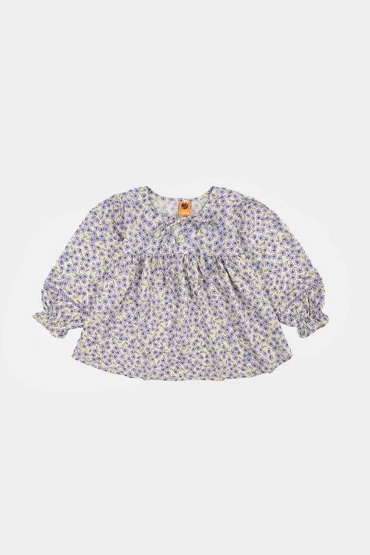 Girls Poly Lawn Co-Ord Set Black Bows-Multi