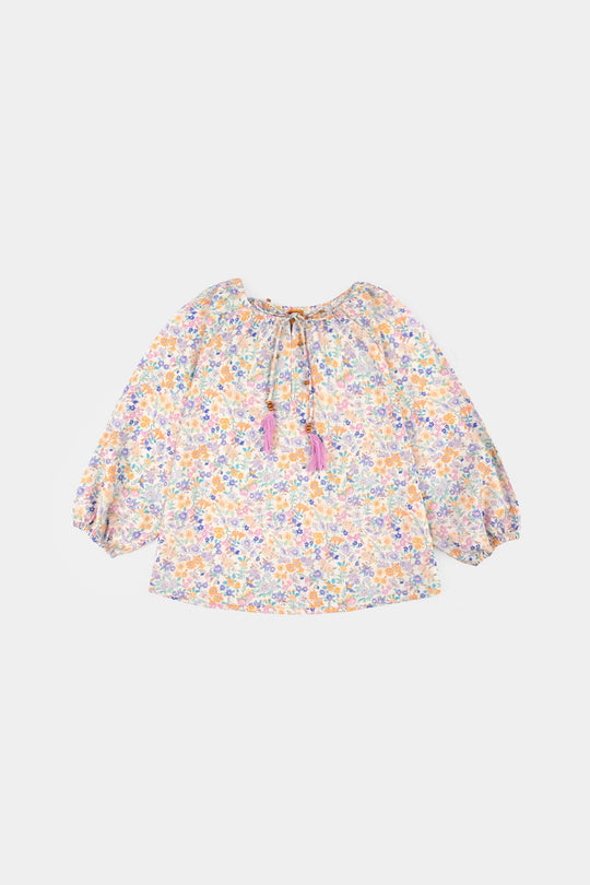 Girls Cotton Casual Top Little Lotus-Multi