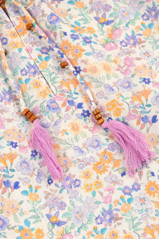 Girls Cotton Casual Top Little Lotus-Multi