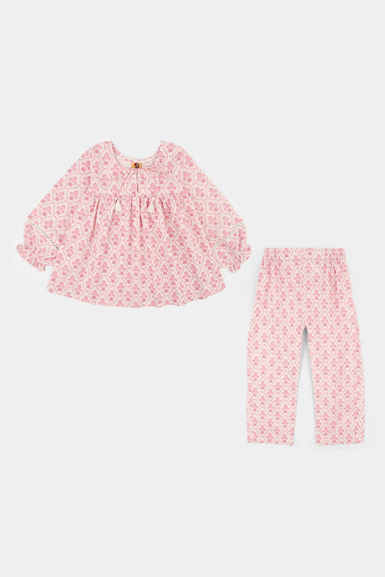 Girls Cotton Co-Ord Set Fishes-Light.Pink