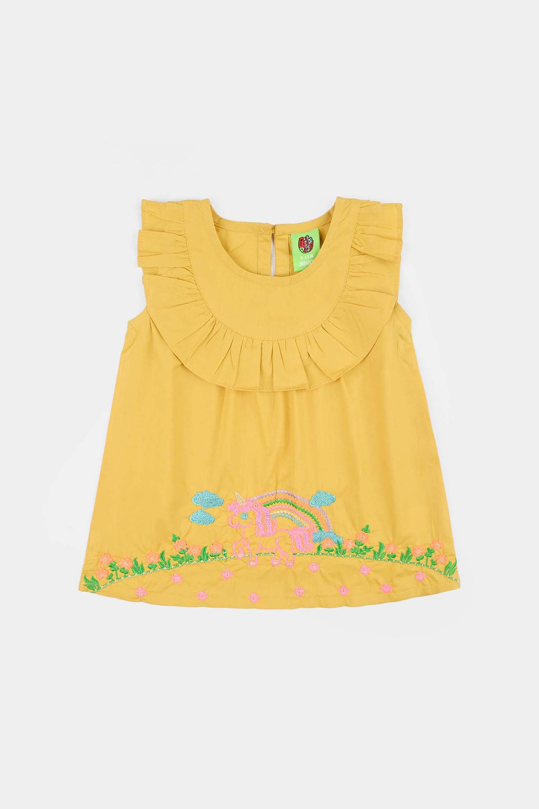 Infant Girls Cotton Poplin EMb 2Pcs Baby-Yellow