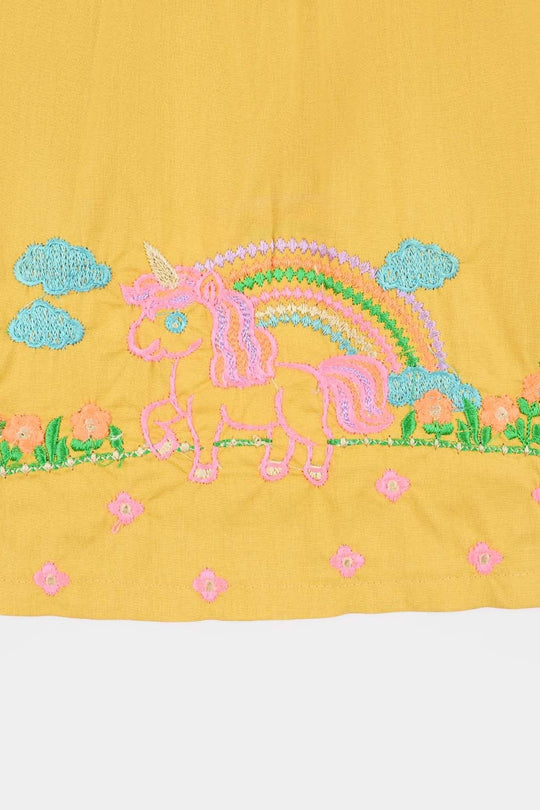 Infant Girls Cotton Poplin EMb 2Pcs Baby-Yellow