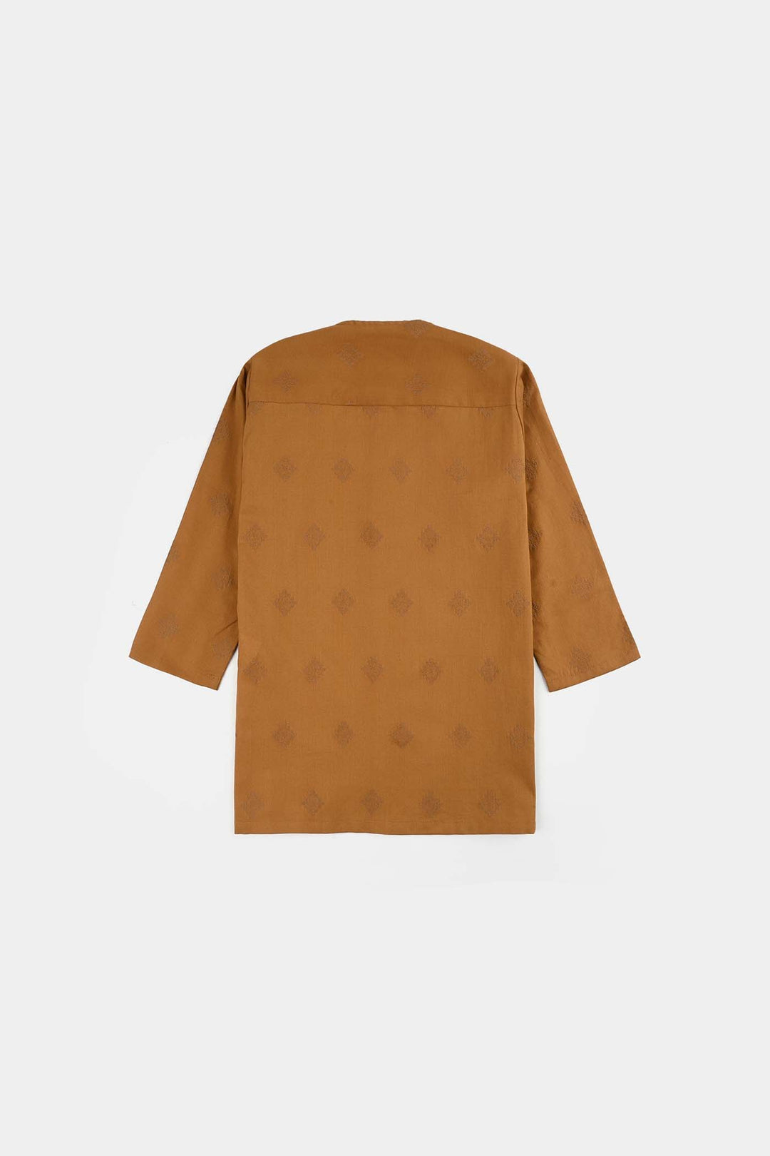 Infant Boys Cotton Jacquard Kurta (Tone on Tone) - Brown