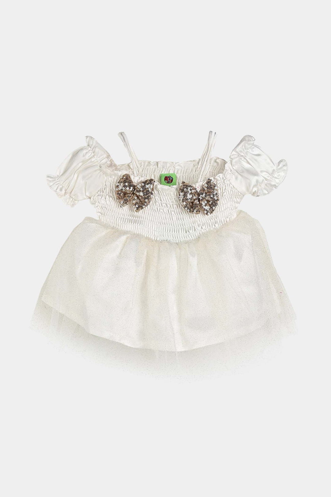 Infant Girls Poly Satin Fancy Frock Smoked-BEIGE
