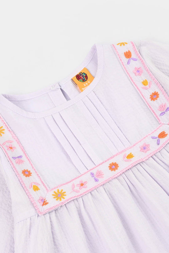 Girls Cotton Embroidered Frock Haze