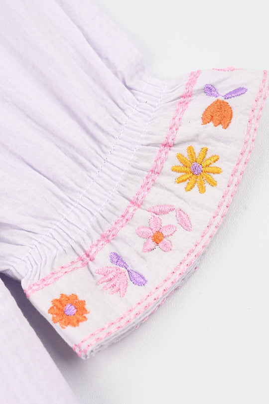 Girls Cotton Embroidered Frock Haze