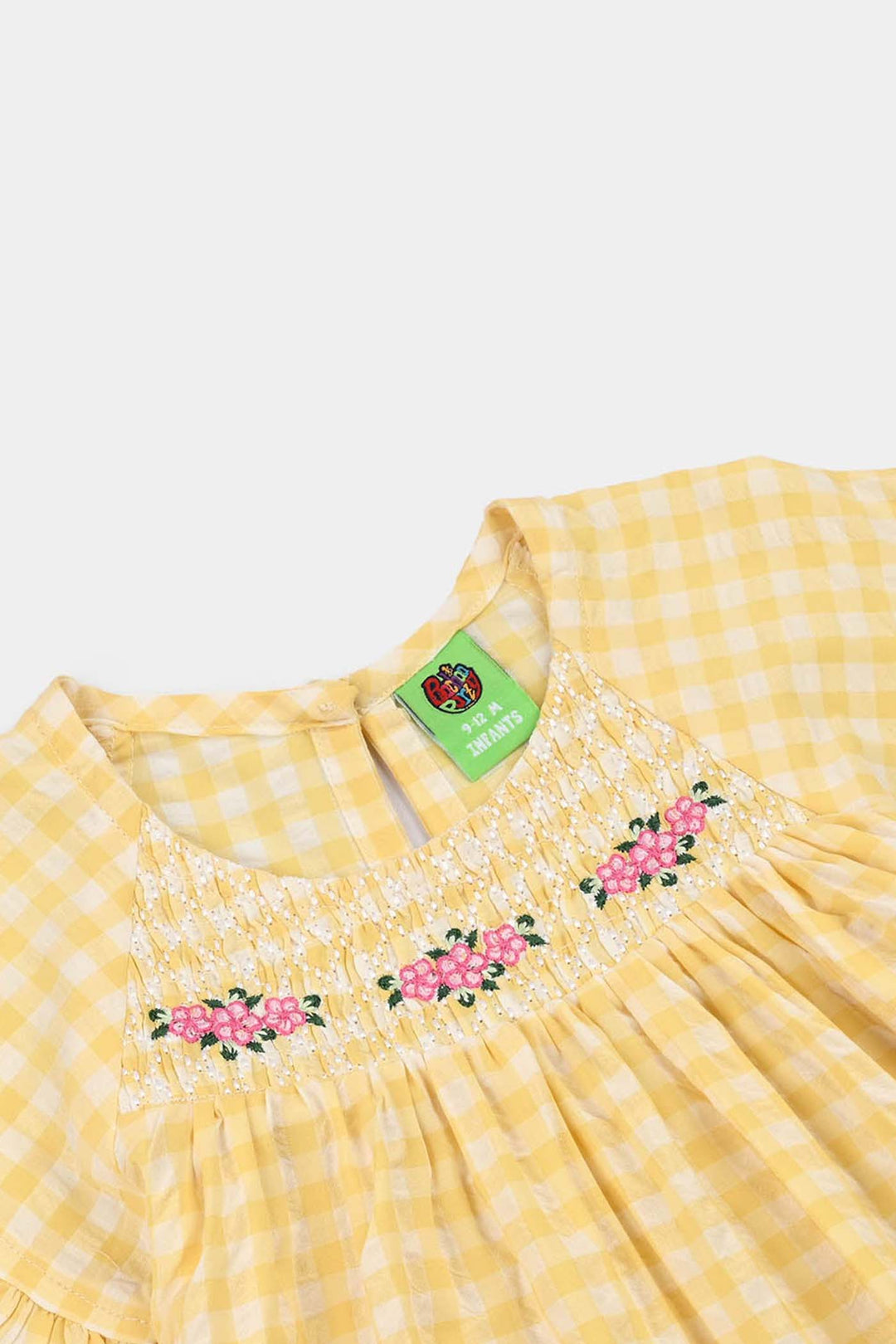 Infant Girls Poly Viscose Emb Frock Popcorn-Yellow