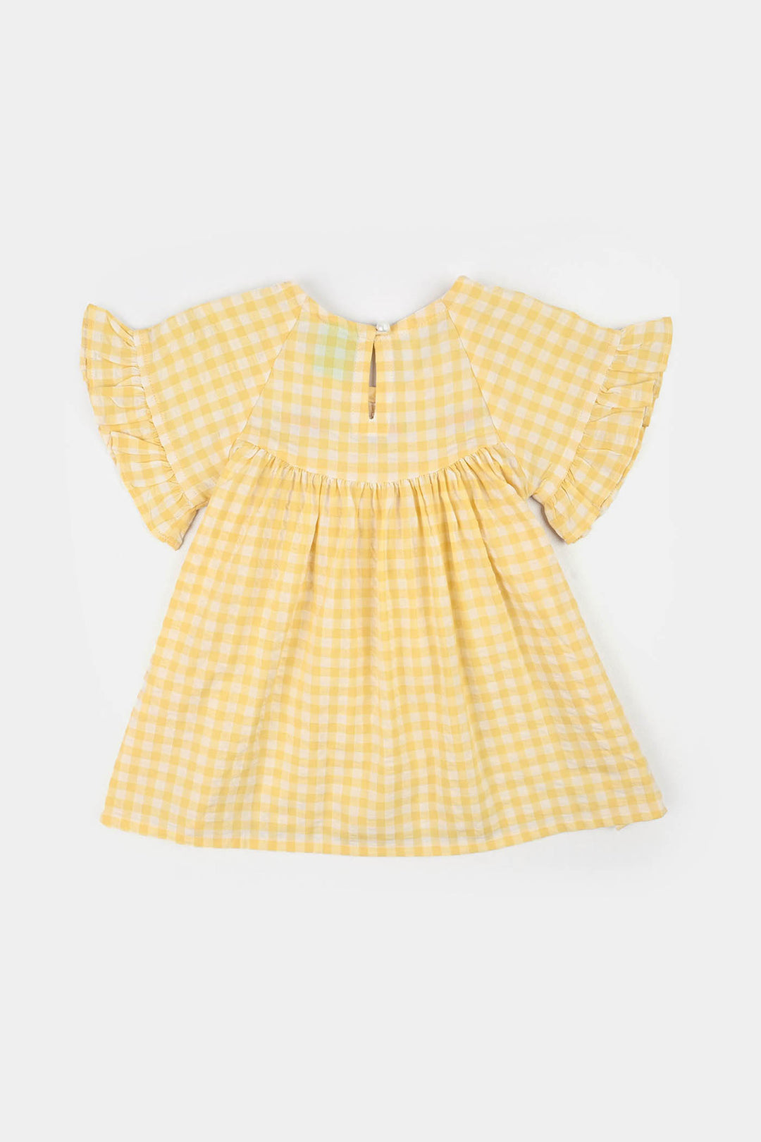 Infant Girls Poly Viscose Emb Frock Popcorn-Yellow