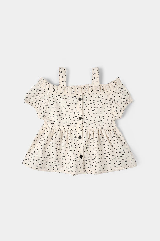 Infant Girls Seersucker Casual Top (Mini Dot)