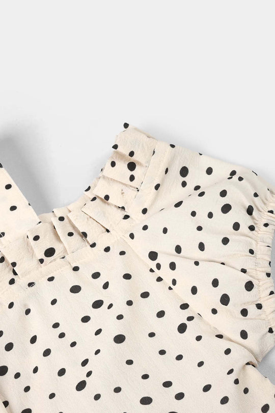 Infant Girls Seersucker Casual Top (Mini Dot)